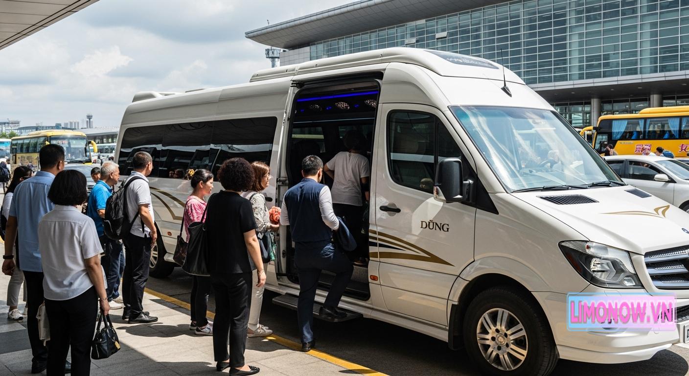 Xe limousine Dũng đón khách