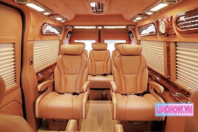 Xe limousine đen Skybus sang trọng với nội thất tiện nghi
