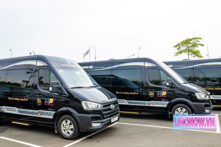 Dàn xe khách limousine đen hiện đại của nhà xe phục vụ tuyến Hải Phòng Đà Lạt